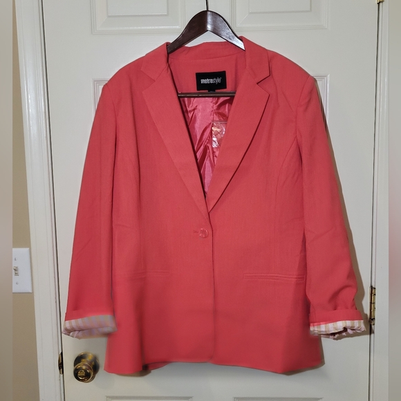 Plus, size dark pink color blazer - Picture 1 of 3